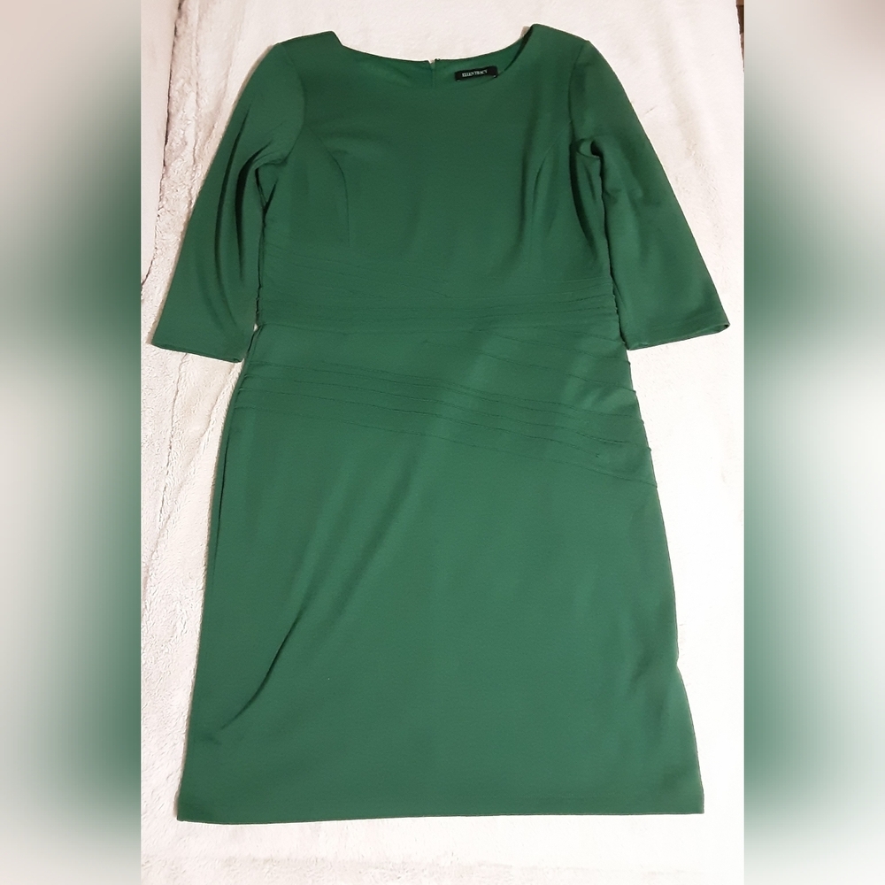 Ellen Tracy Forest Green Long Sleeve Dress Size 14.